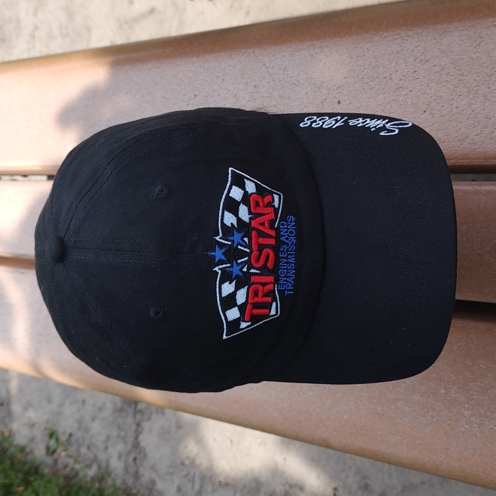Tri Star Engines and Transmissions Embroidered Strap-on Hat Cap Black